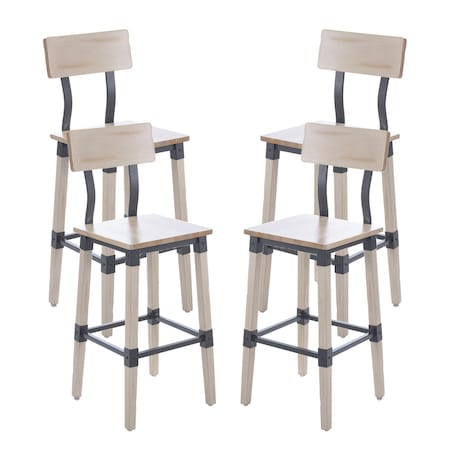 Flash Furniture Jackson Commercial Grade Rustic Antique White Industrial Wood Dining Barstool, 4PK 4-XU-DG-W0236B-ANTWHT-GG